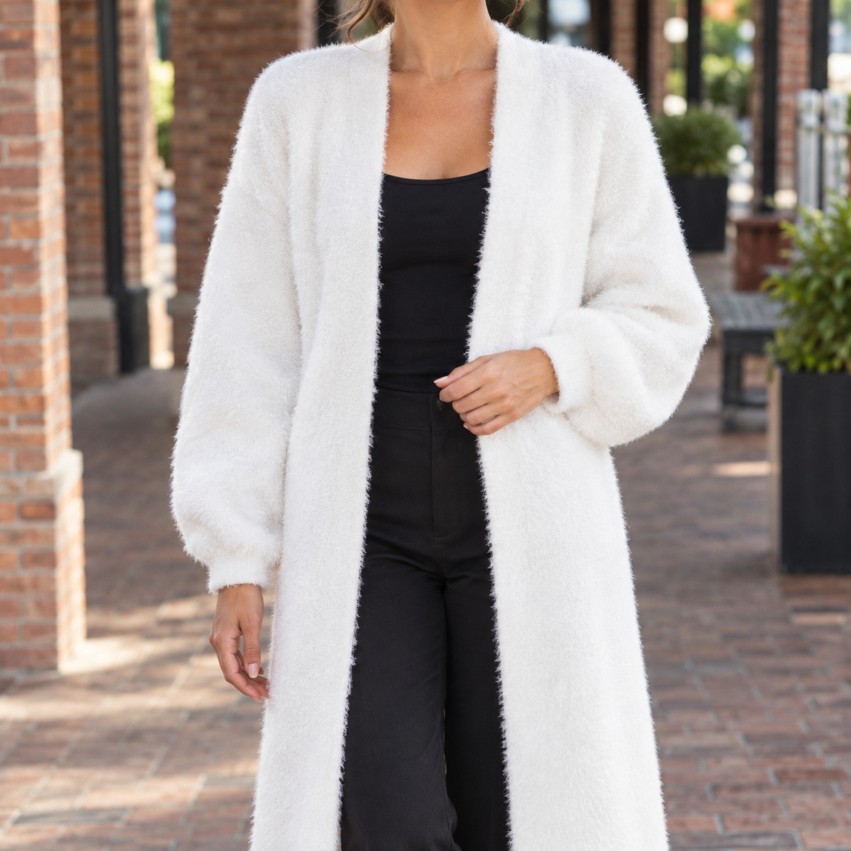 Clemence Longline Cardigan - White