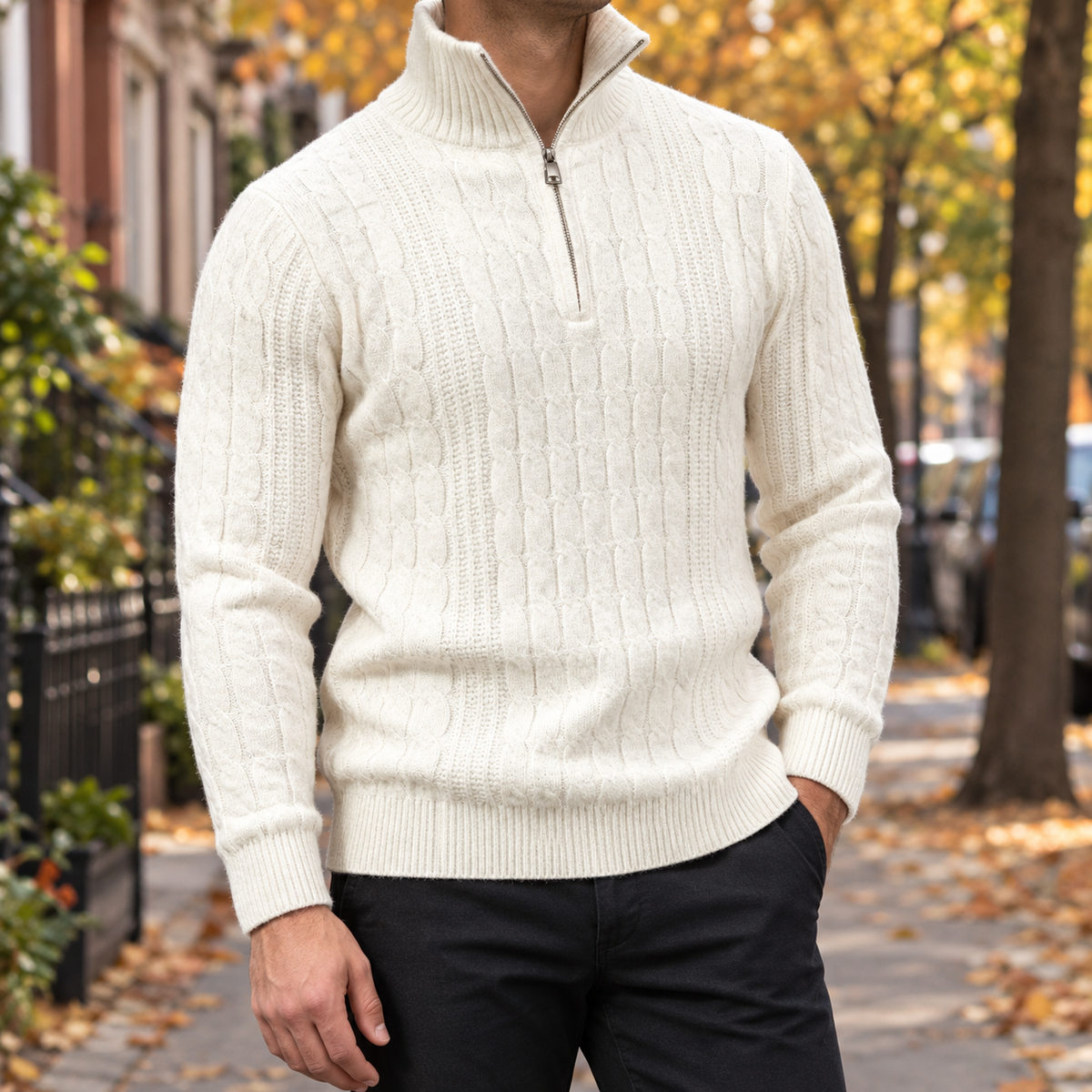 Lysander Cable Knit Sweater - White