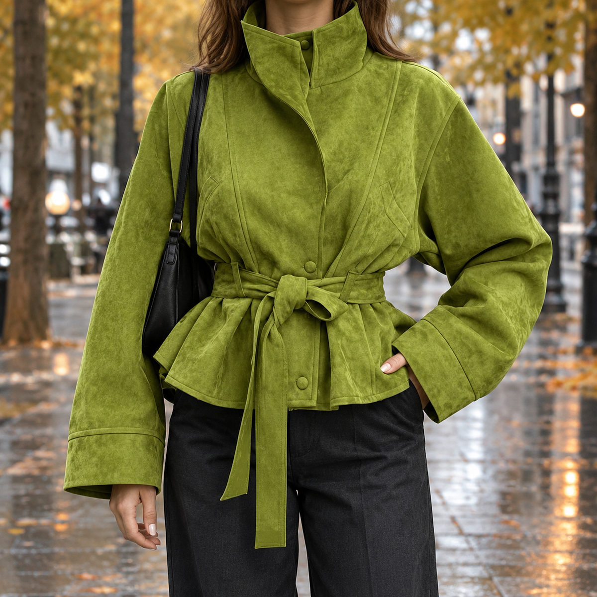 Arletta-Grace Belted Jacket - Green