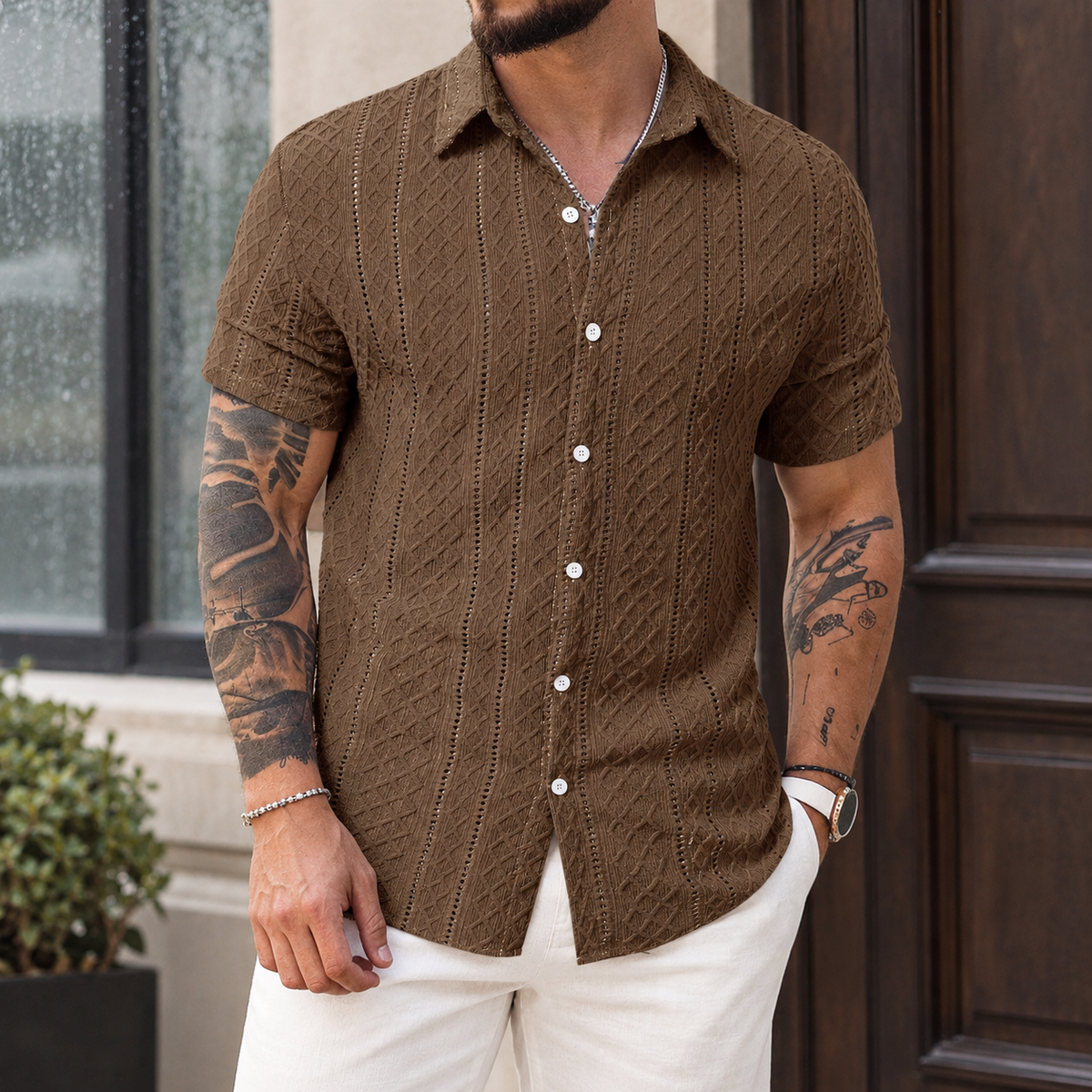 Jake Textured Shirt - Brown