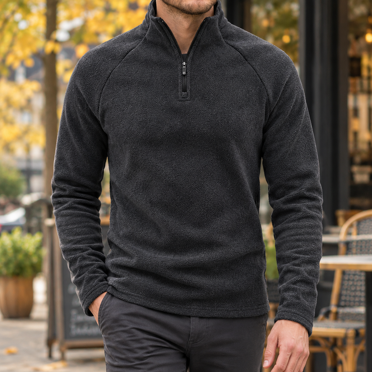 Clement Quarter Zip Pullover - Black