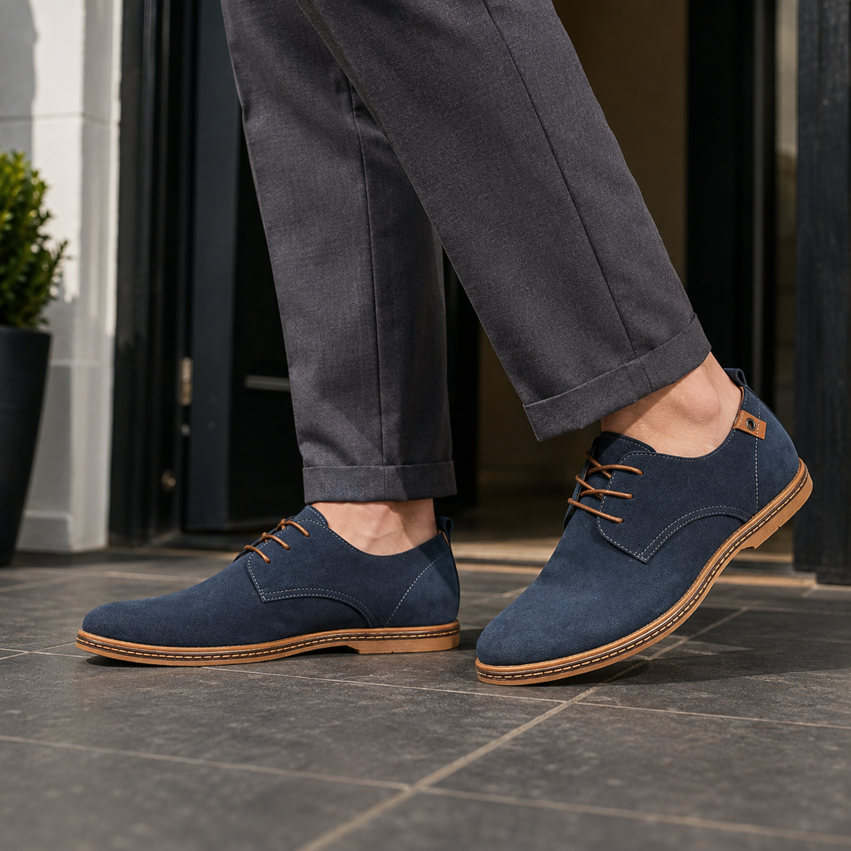 Vittorio Suede Derby Shoes - Blue