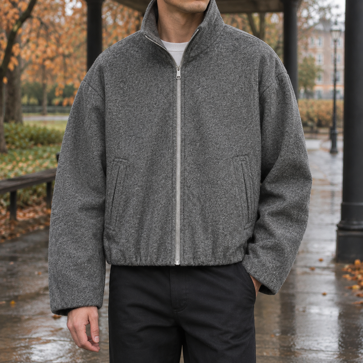 Silas Funnel Neck Jacket - Dark Gray