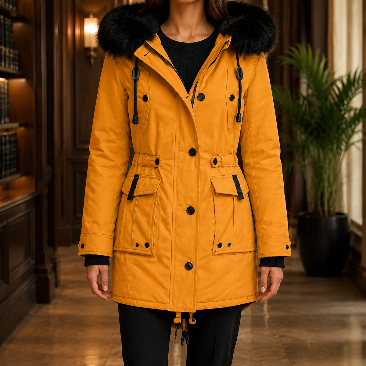 April-Marie Hooded Overcoat - Gold