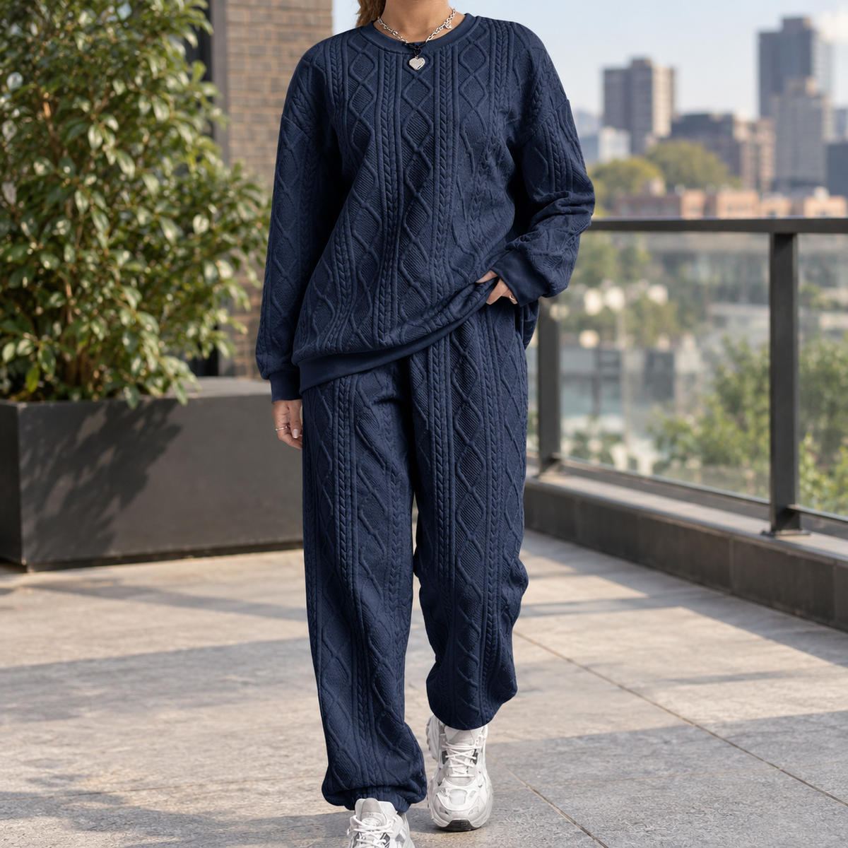 Selena-Rose Textured Set - Navy Blue