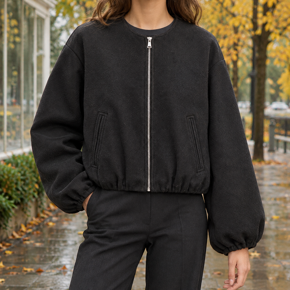 Florentine-Jane Balloon Sleeve Jacket - Black