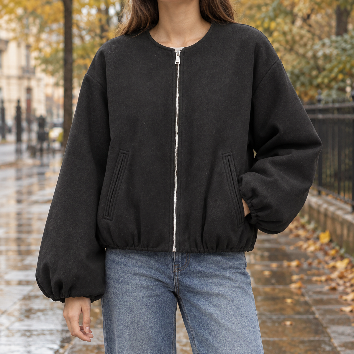 Wendy-Eve Collarless Jacket - Black