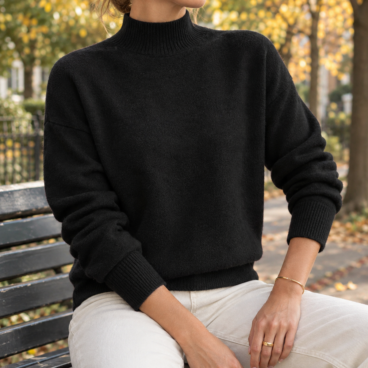 Evadne-Hope Mock Neck Sweater - Black