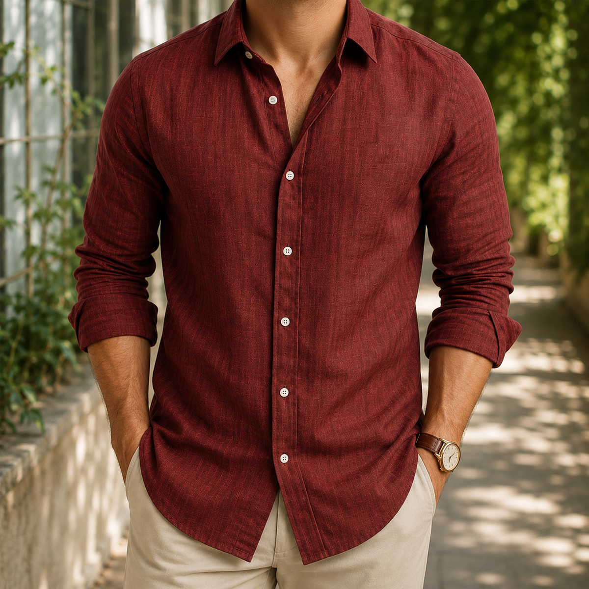 Benedict Linen Shirt - Red