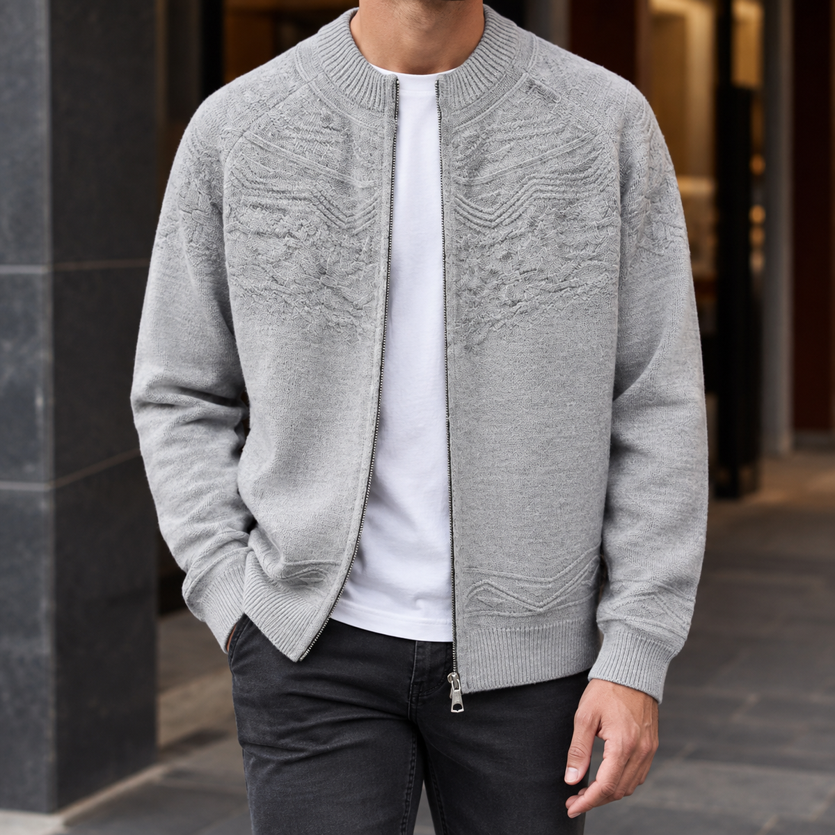 William Textured Knit Jacket - Gray