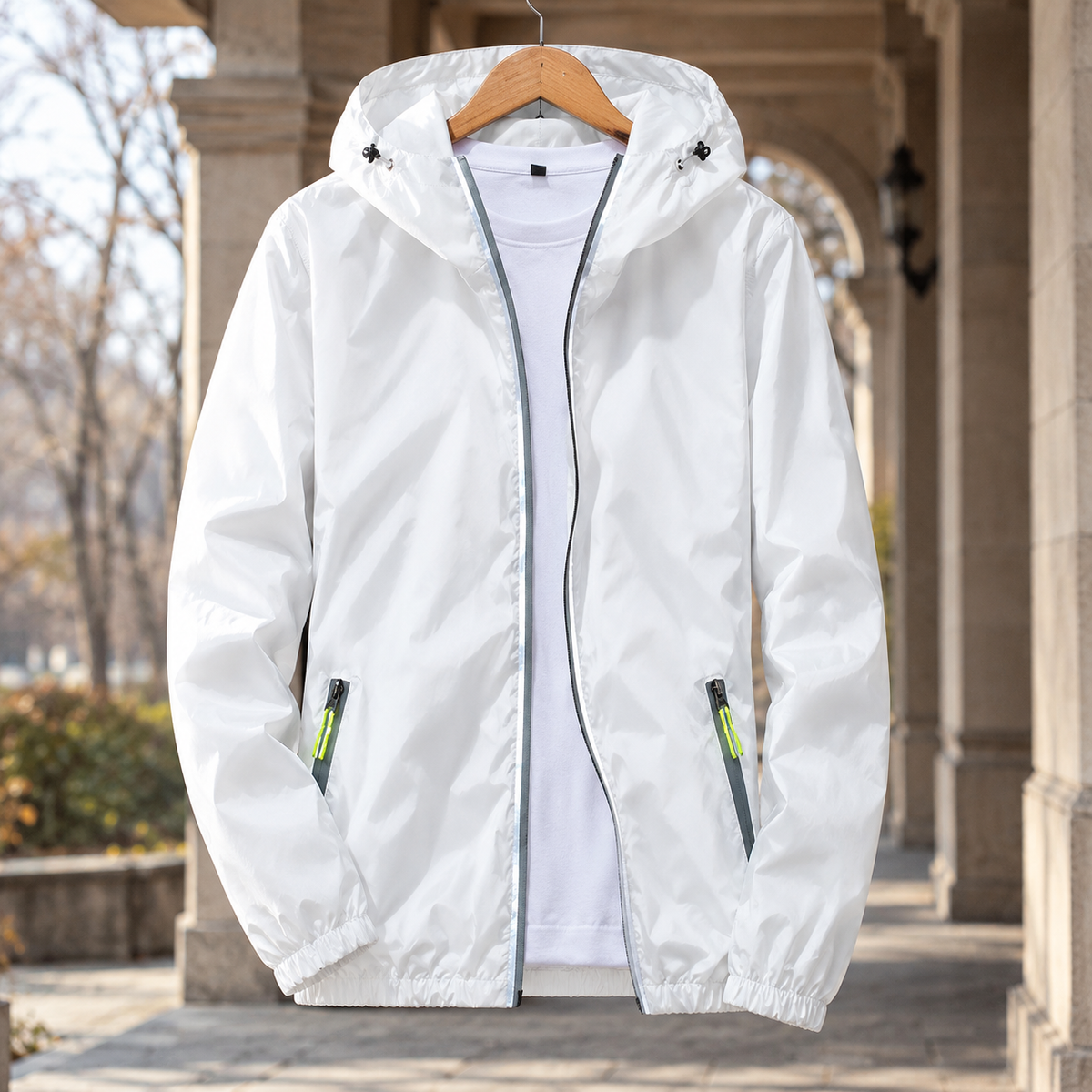 Odilon-Grey Reflective Zip Jacket - Reflective White
