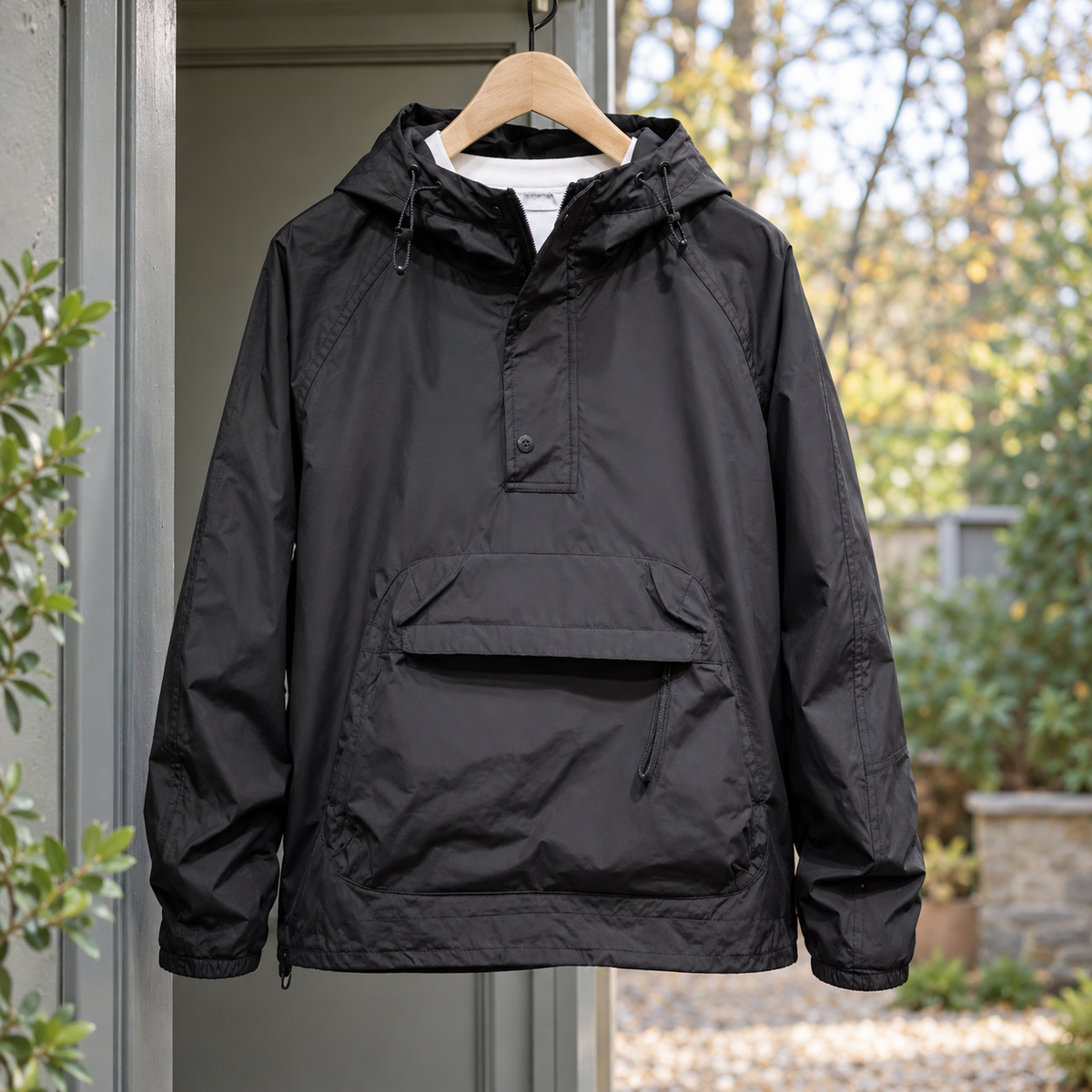 Cassian-Dean Hooded Anorak Jacket - Black