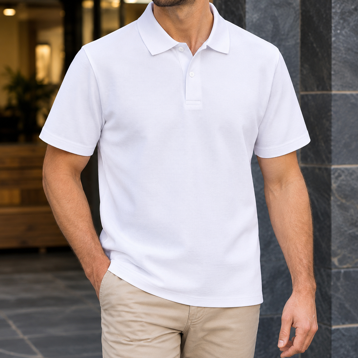 Jamie-Miles Cotton Polo - White
