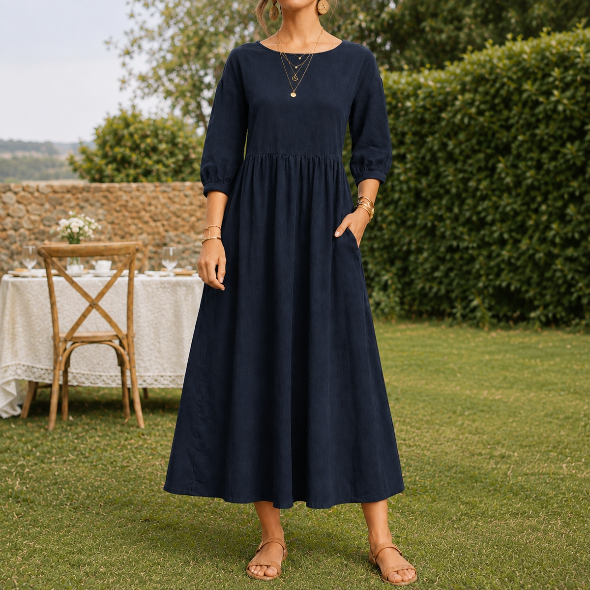 Cosima Smock Dress - Navy