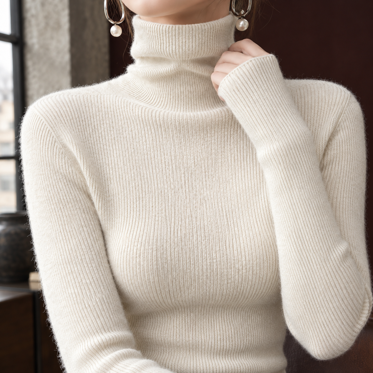 Hildegarde Wool Turtleneck Sweater - Lead Product Detail