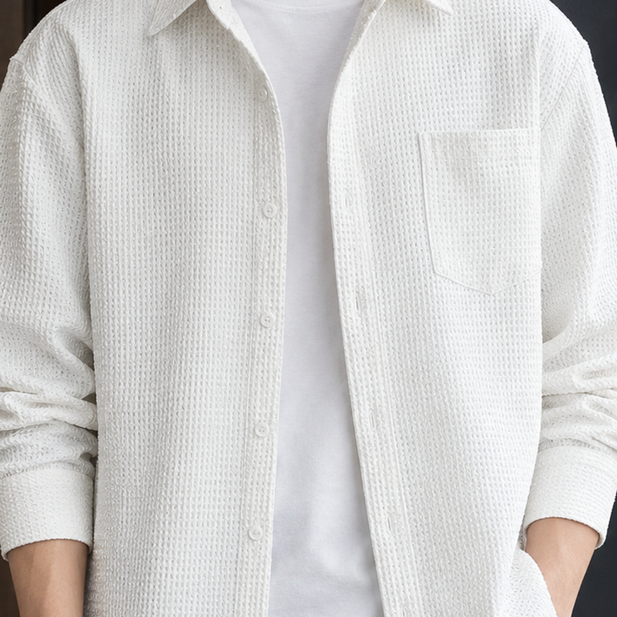 Stephen-Tate Waffle Overshirt - Lead Product Detail