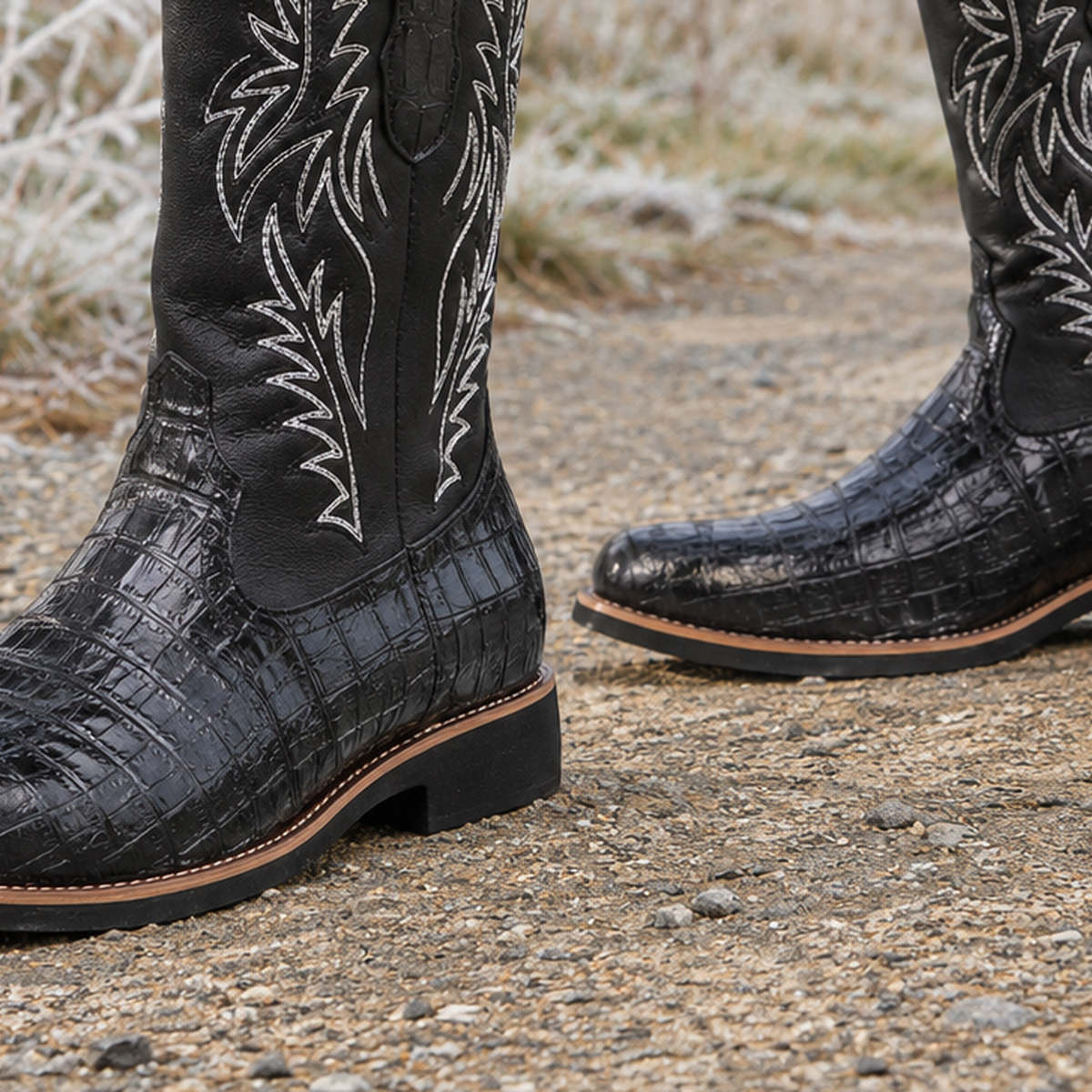 Doria Croc Embossed Boots - Lead Product Detail