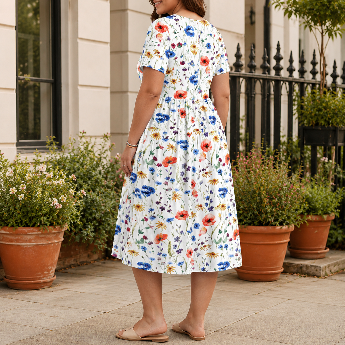 Genevieve Pleated A-Line Dress - Lead Alternate View