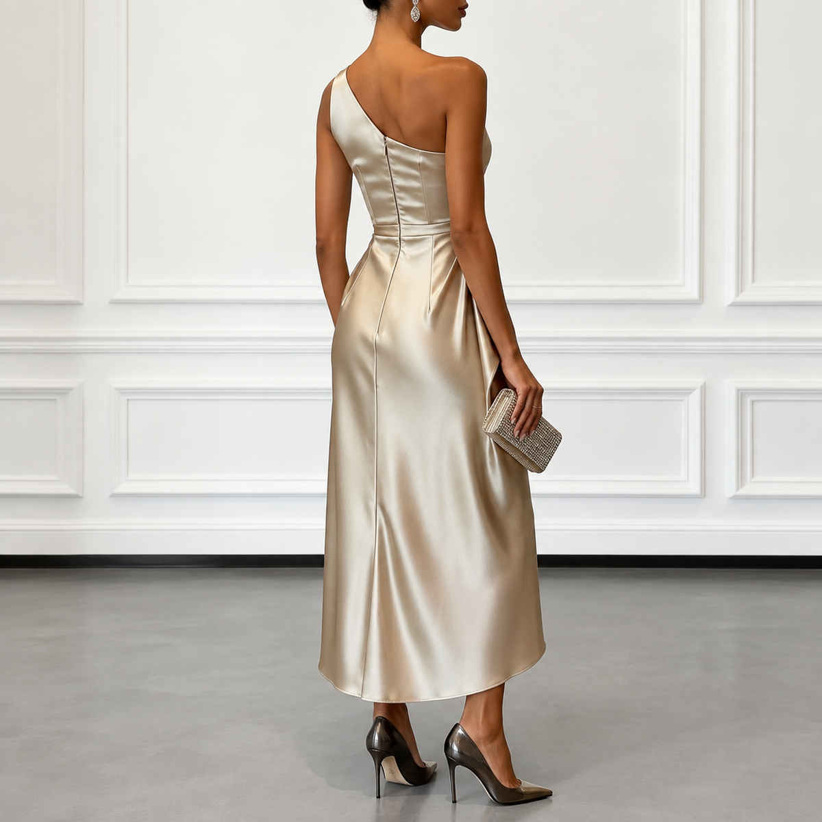Alina One Shoulder Dress - Lead Alternate View