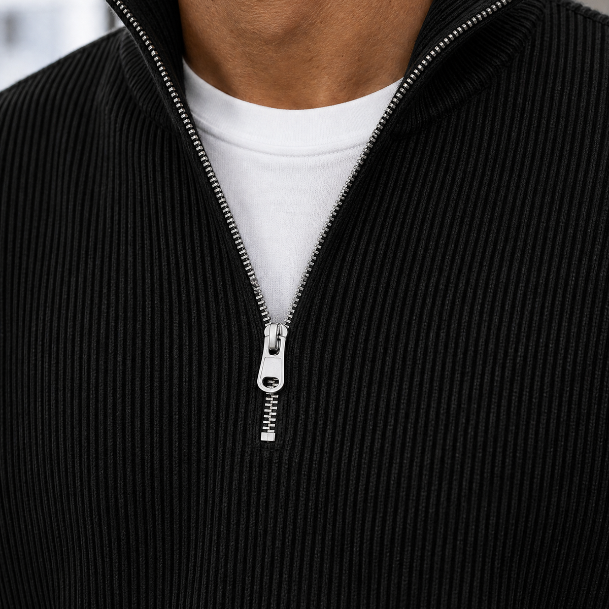 Macaire Ribbed Quarter-Zip Top - Lead Product Detail