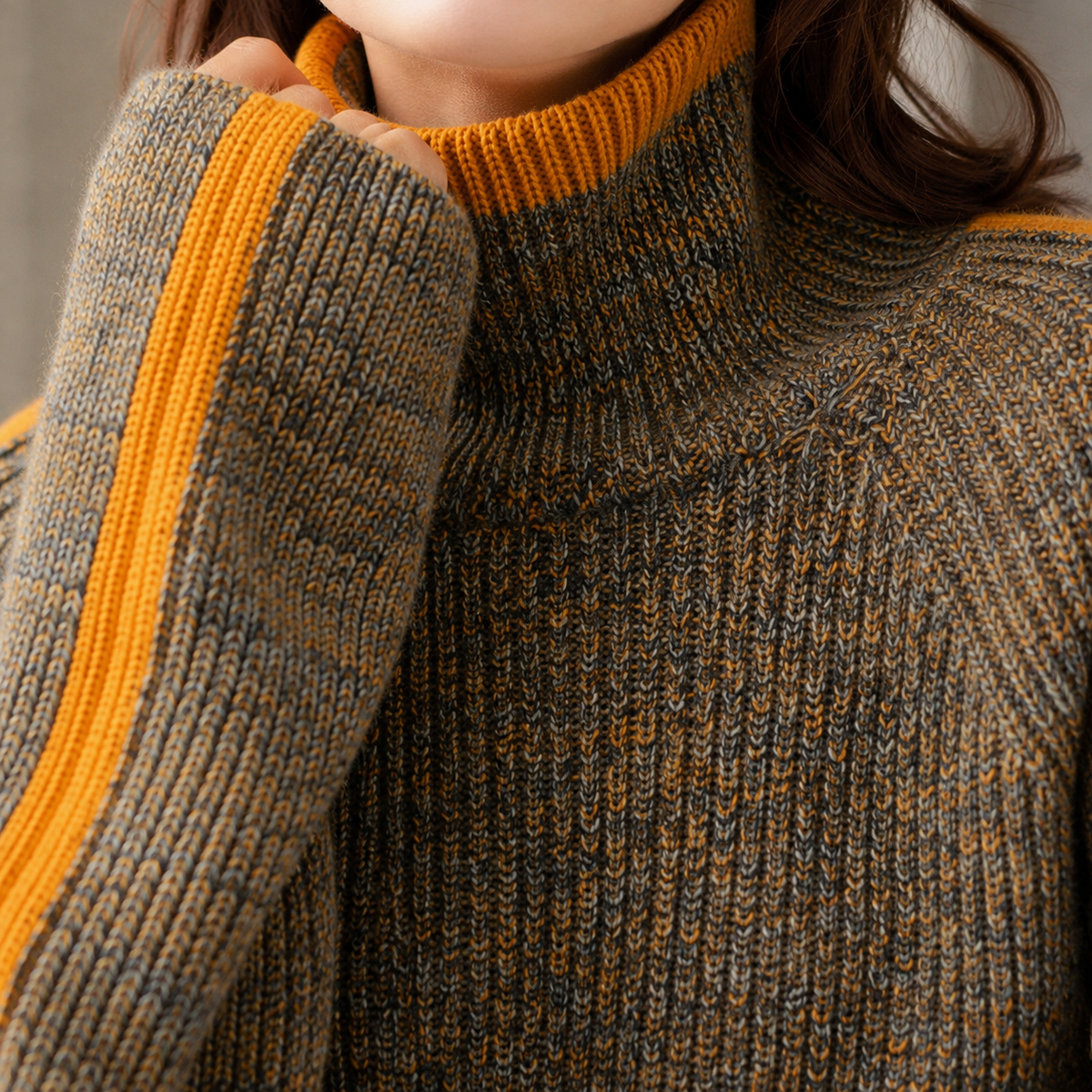 Ilaria-Claire Contrast Knit Sweater - Lead Product Detail