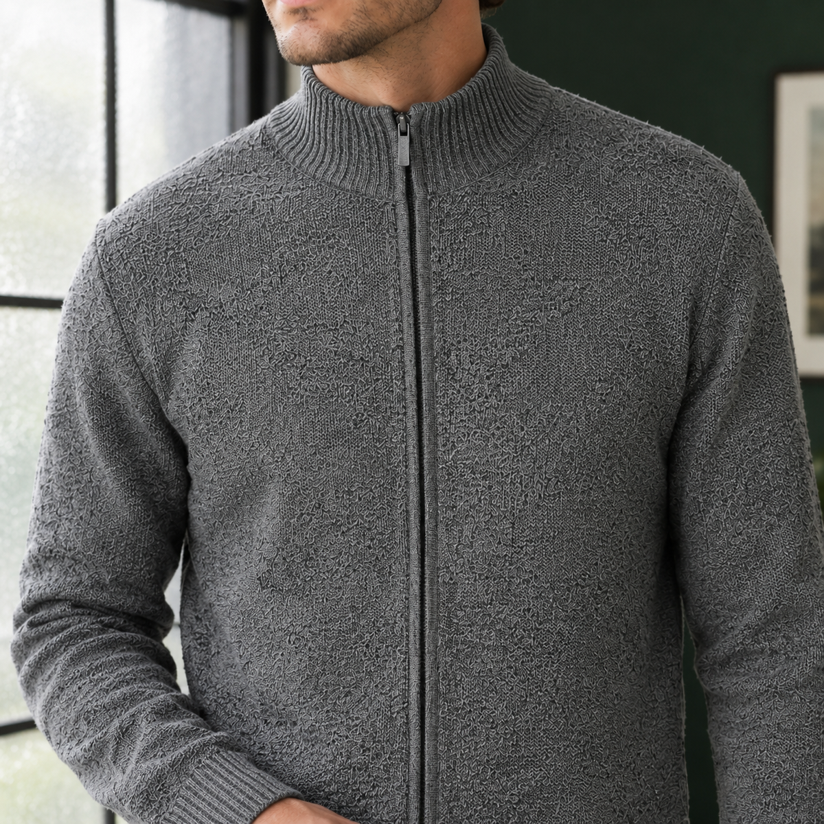 Solomon Mock Neck Sweater - Lead Product Detail