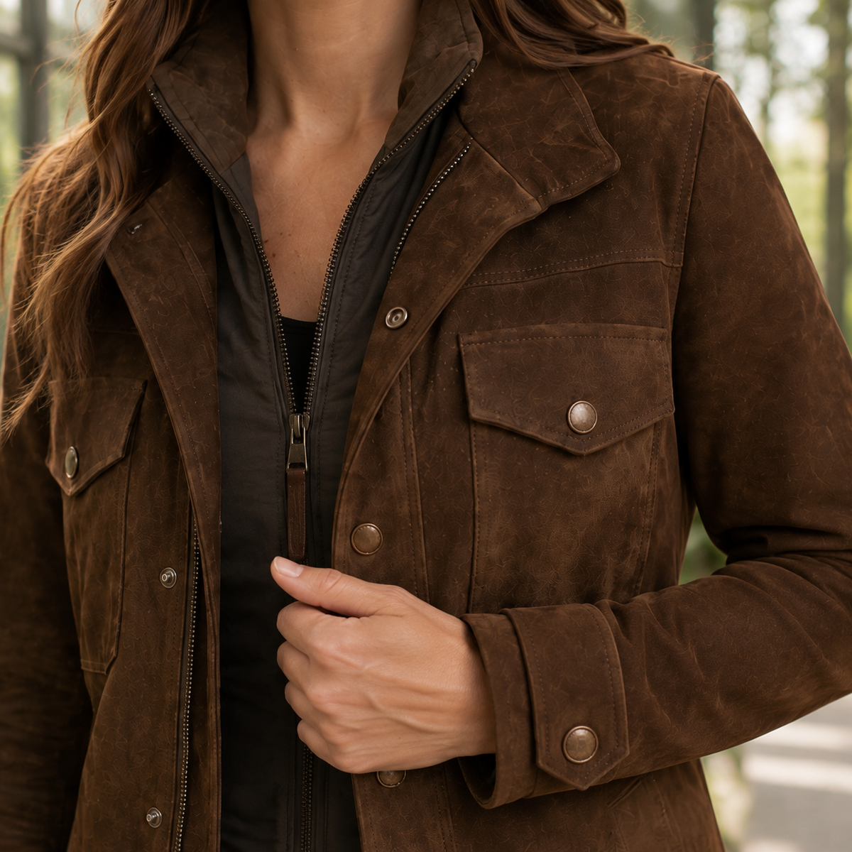 Lorelei Suede Utility Jacket - Lead Product Detail