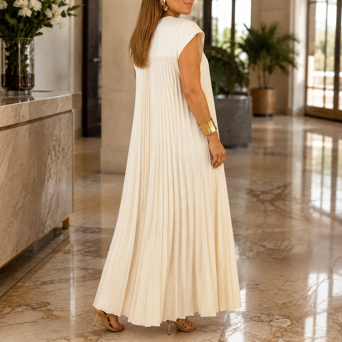 Willa Pleated Maxi Dress - Lead Alternate View