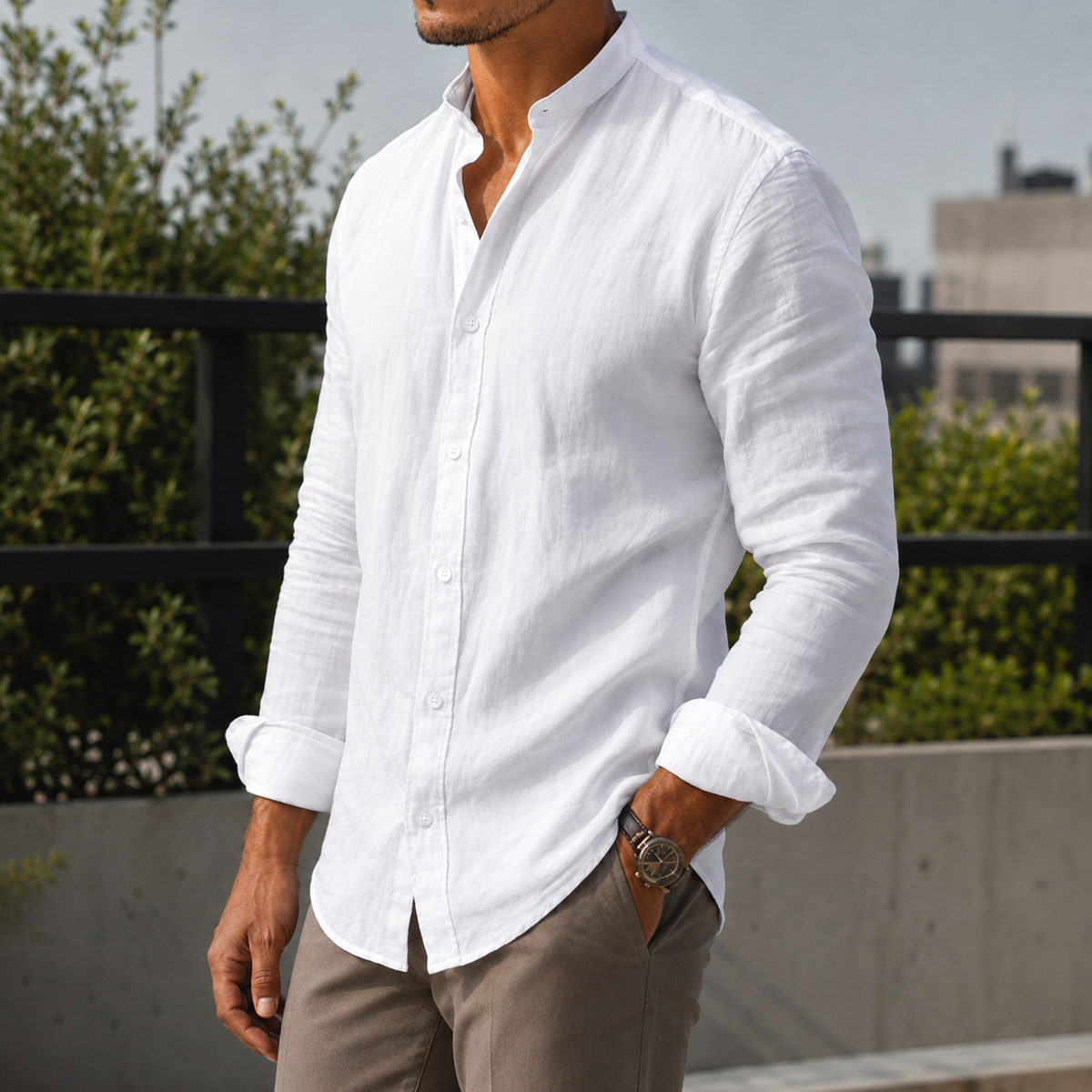 Knox Stand Collar Shirt - Lead Alternate View