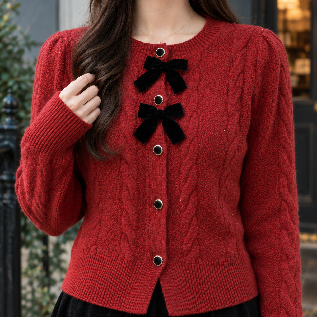 Henriette Cable Knit Cardigan - Lead Product Detail