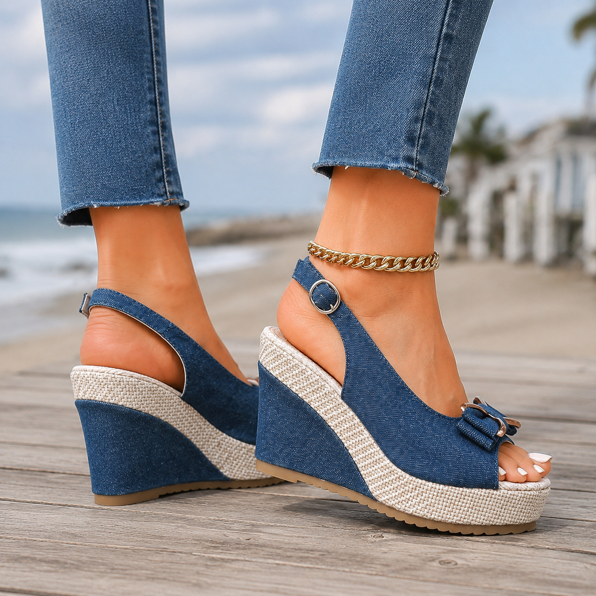 Ruggeri Denim Wedges - Lead Alternate View