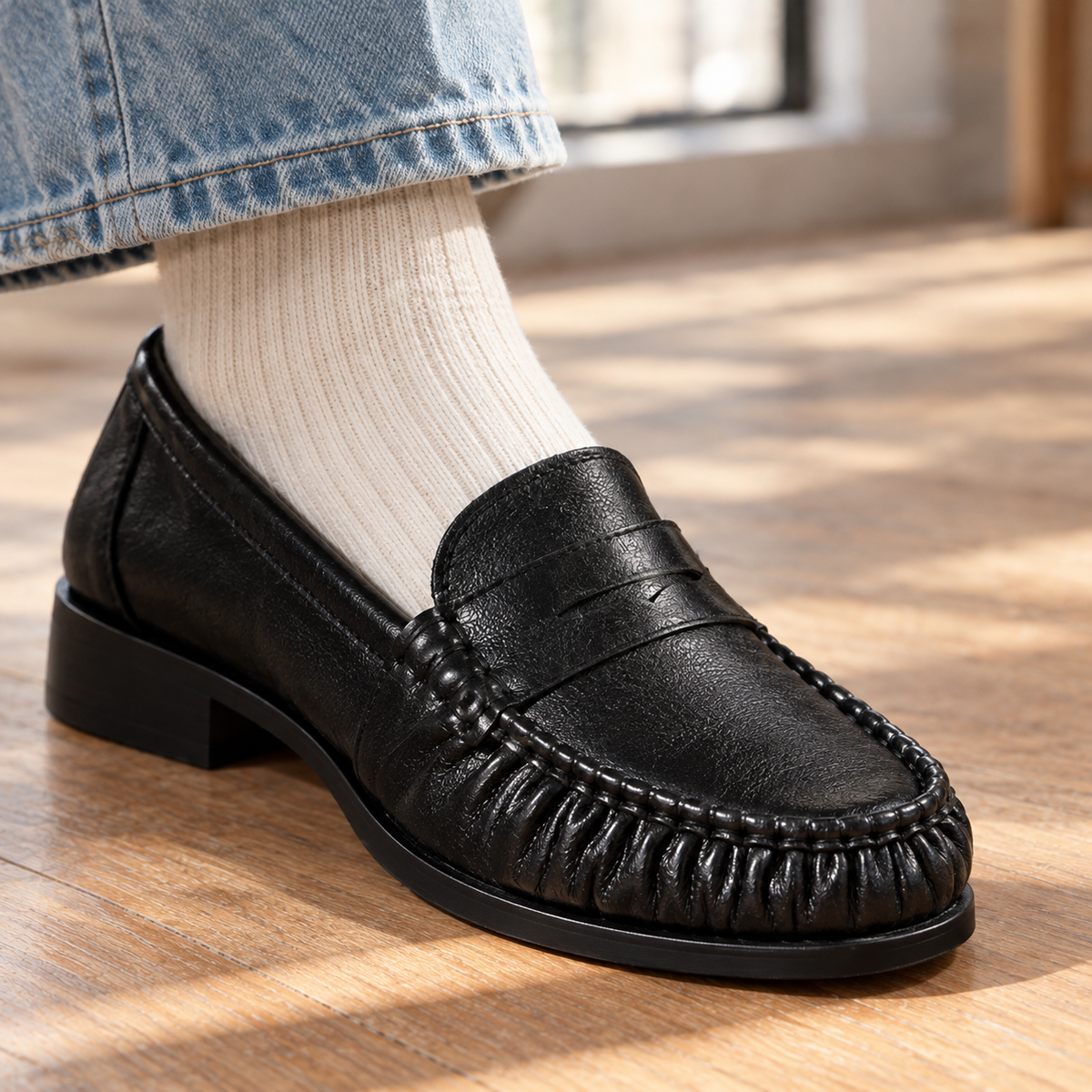 Faenza Pleated Suede Loafers - Lead Product Detail