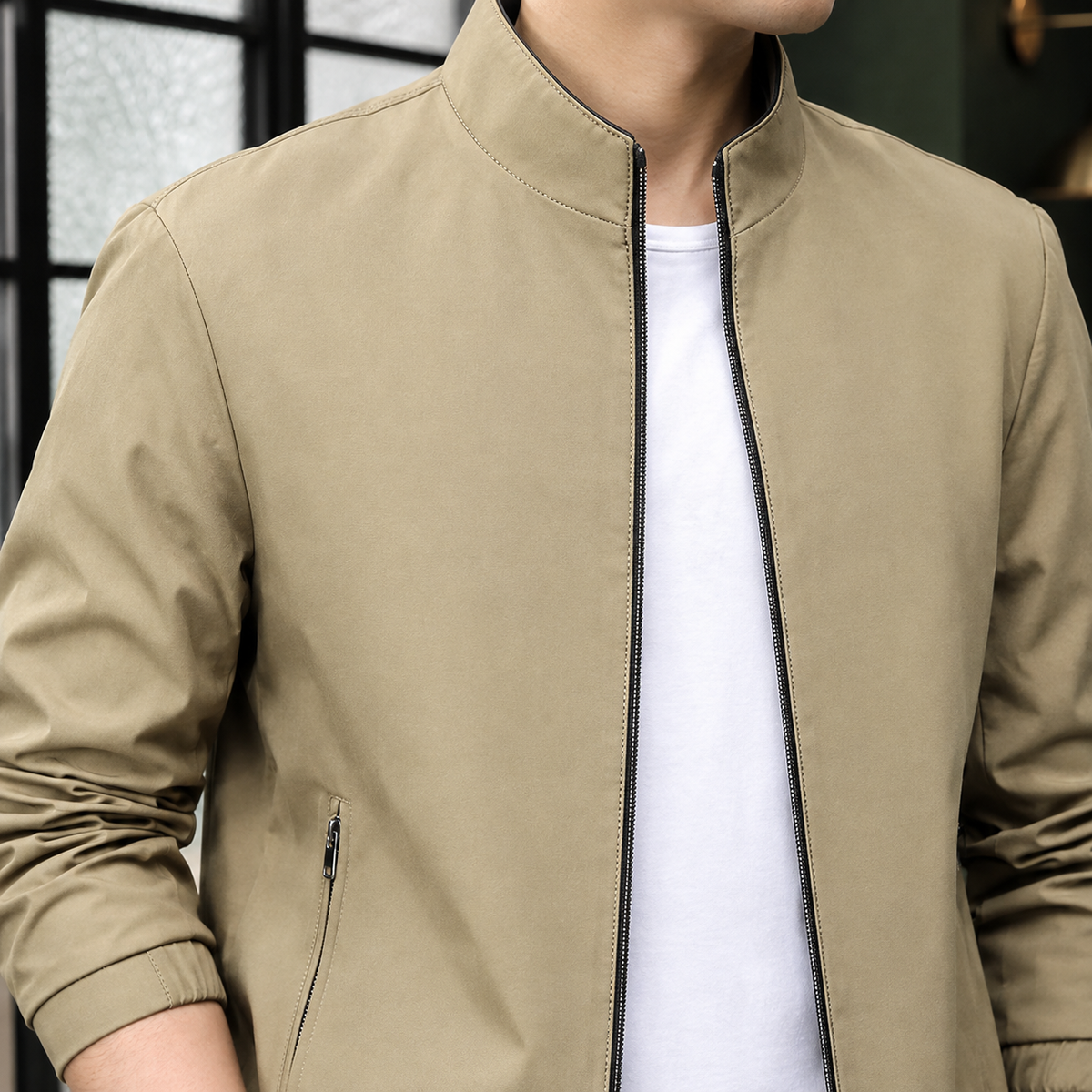 Alden Stand Collar Jacket - Lead Product Detail