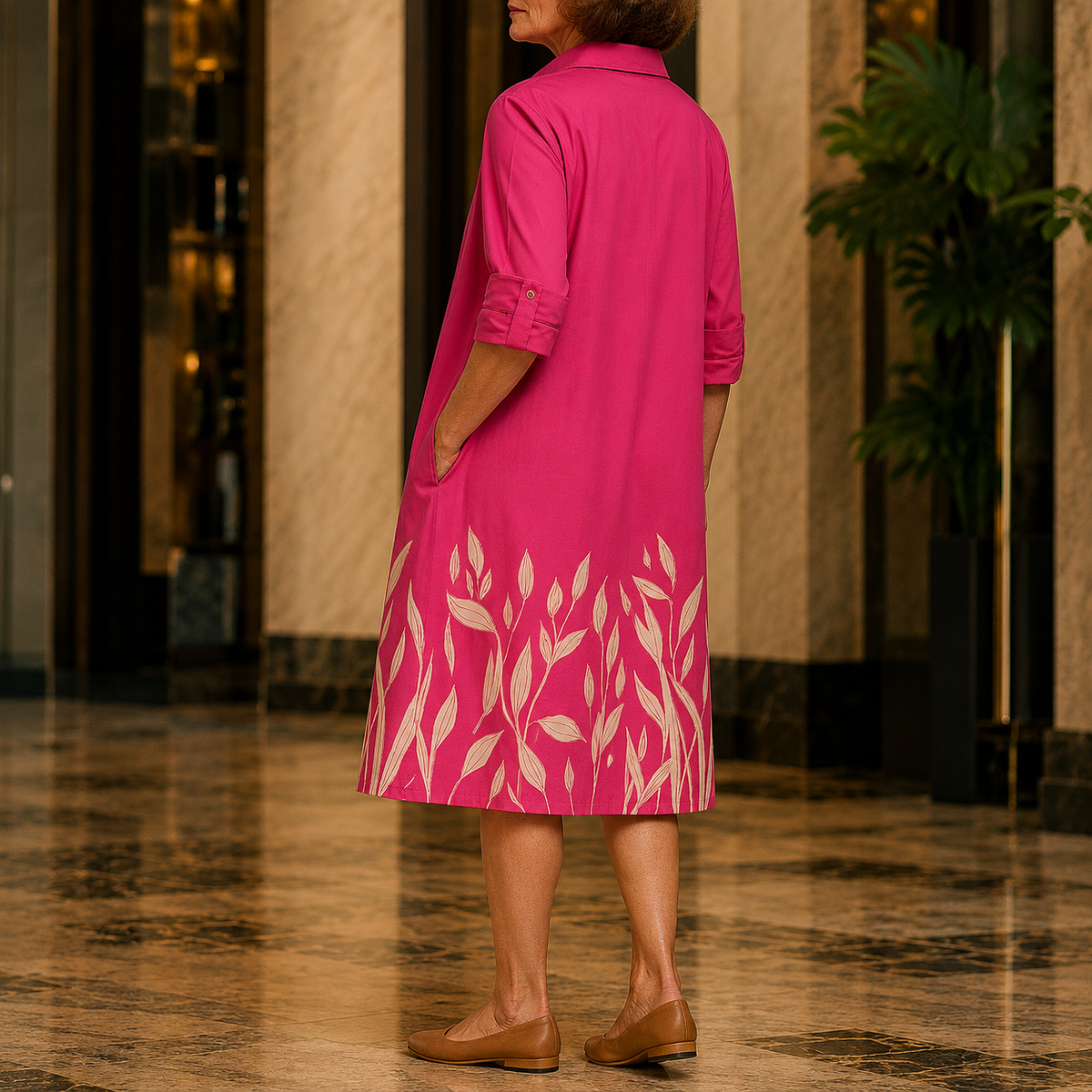 Phoebe Botanical Midi Dress - Lead Alternate View