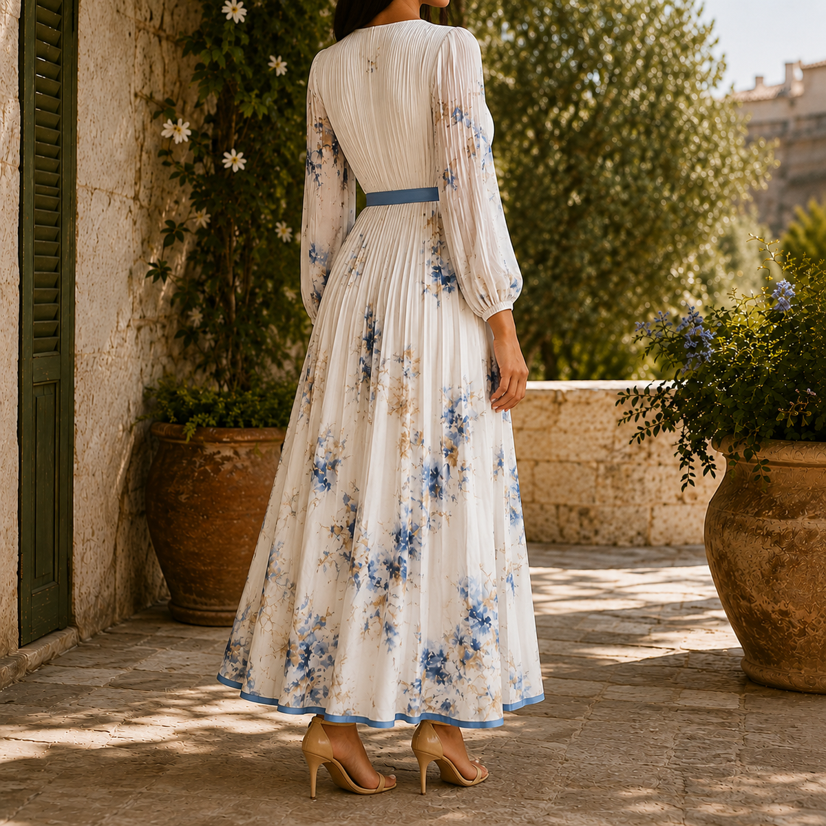 Agnes Pleated Maxi Dress - Lead Alternate View