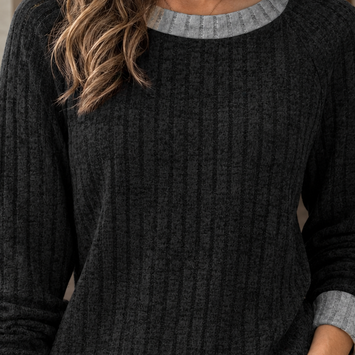 Constance-Pearl Contrast Trim Top - Lead Product Detail