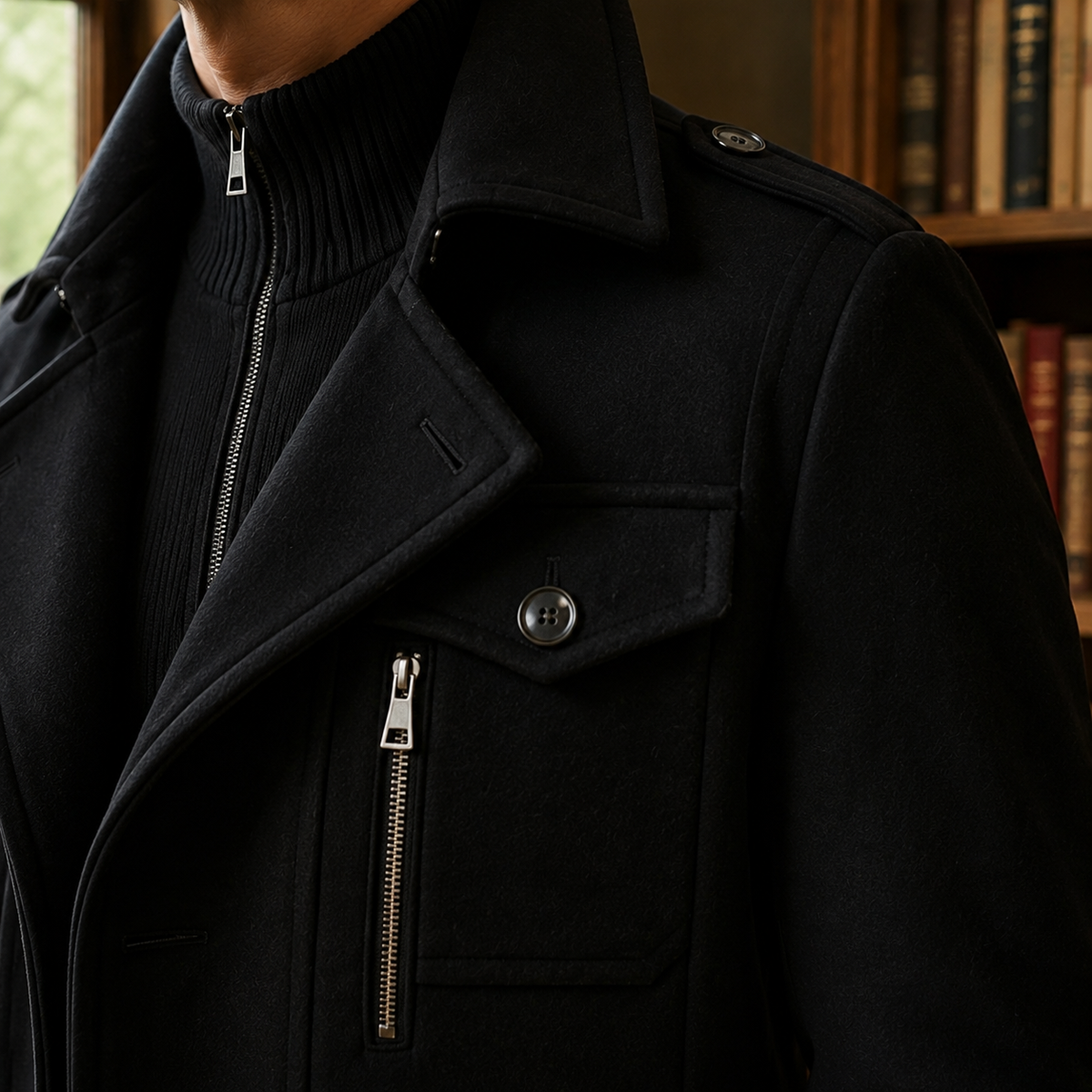 Alaric Military Overcoat - Lead Product Detail