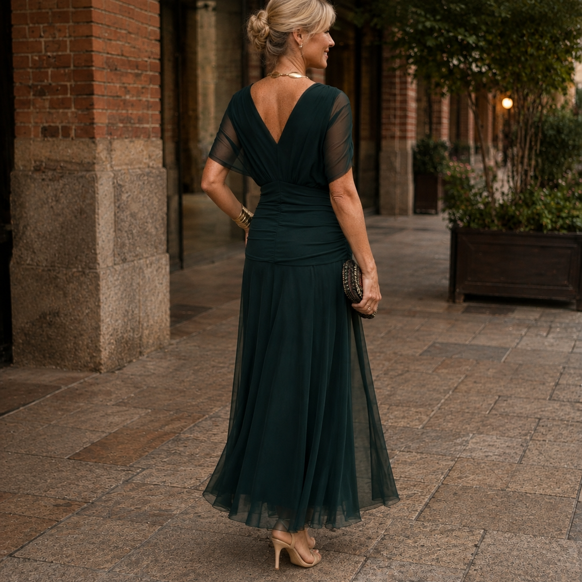 Clara Ruched Maxi Dress - Lead Alternate View