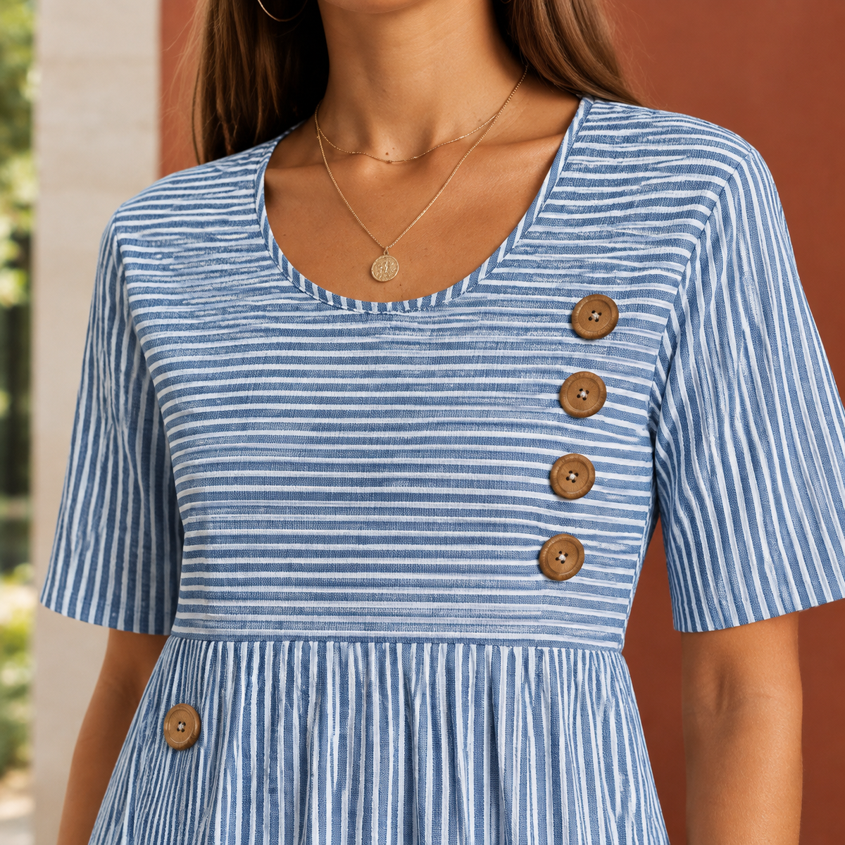 Liliana-Rae Pinstripe Midi Dress - Lead Product Detail