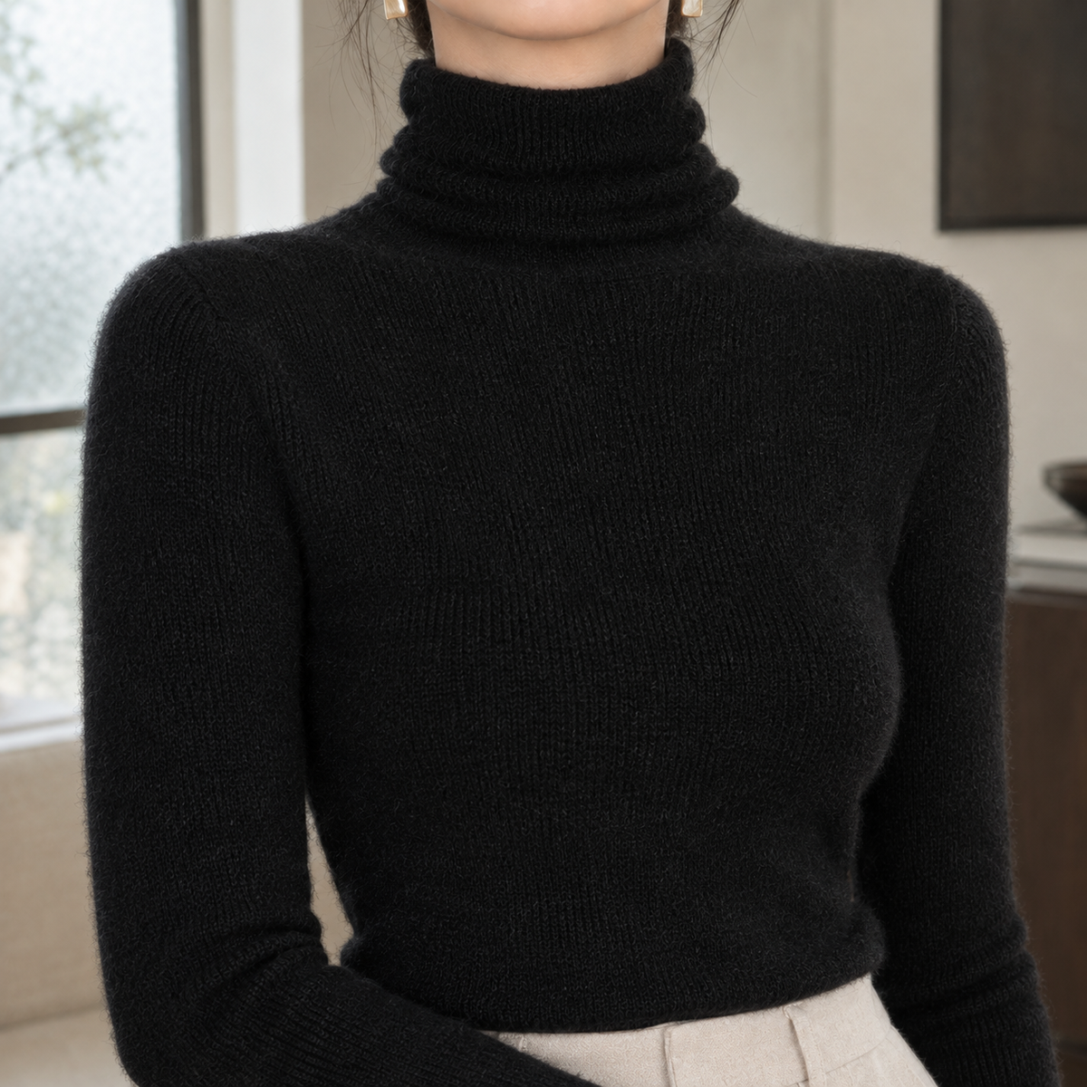 Gillian Slim Turtleneck - Lead Product Detail