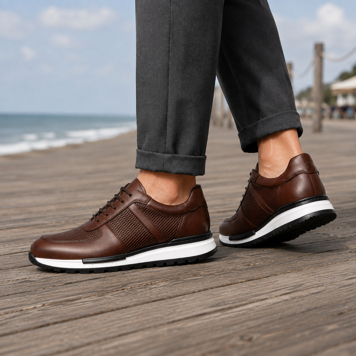 Lorenzo Leather Sneakers - Lead Alternate View