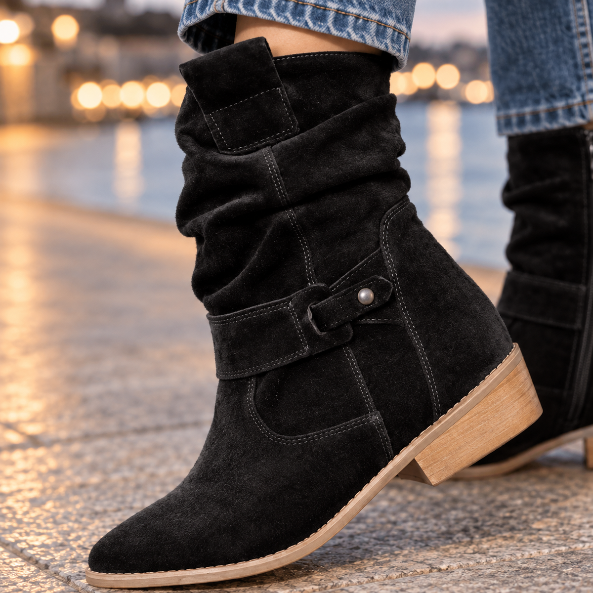 Giordano Western Ankle Boots - Lead Product Detail