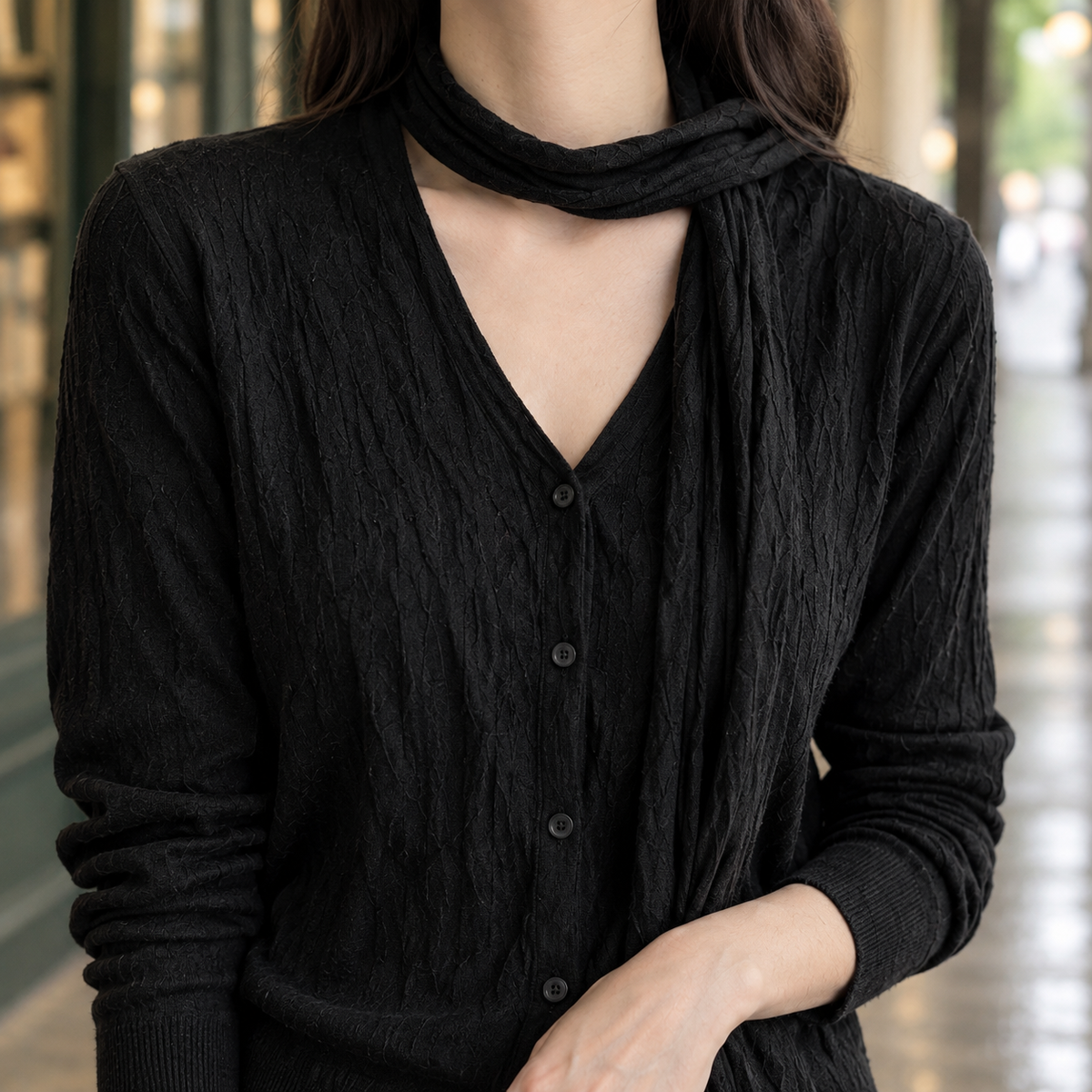 Chatsworth Scarf Collar Cardigan - Lead Product Detail