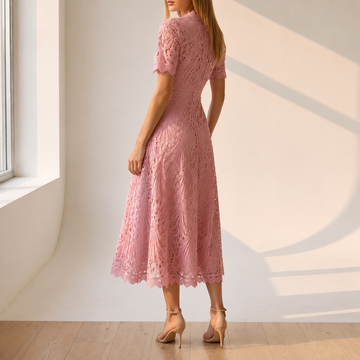Colette Lace Midi Dress - Lead Alternate View