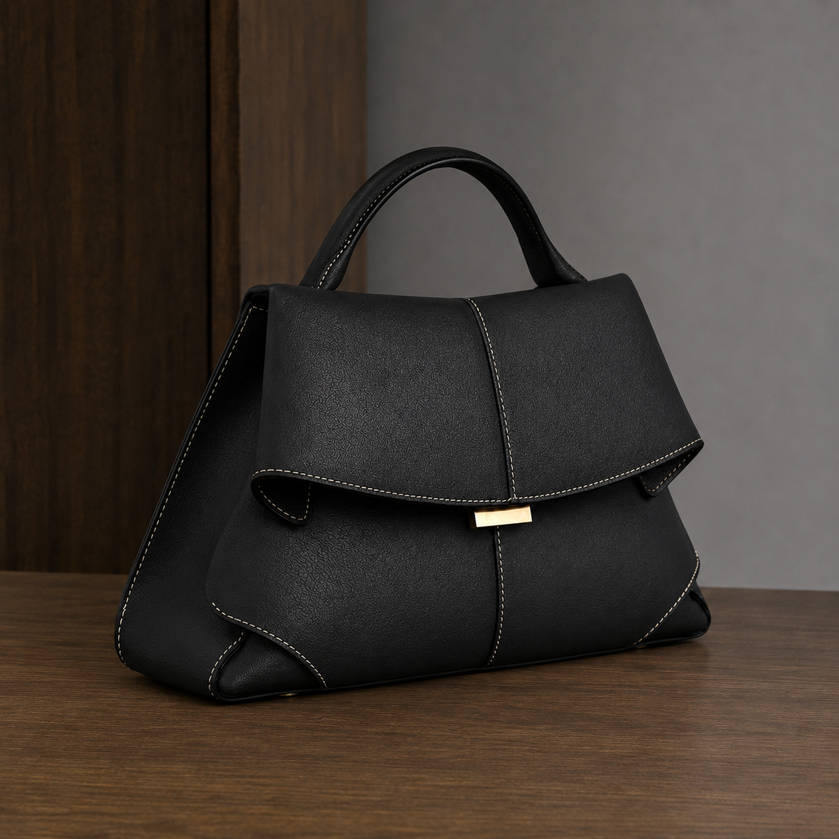 Peretti Sculpted Leather Handbag - Lead Alternate View