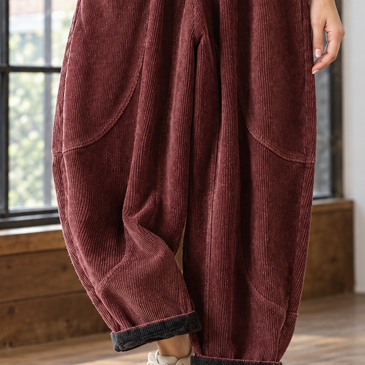 Marlene-June Corduroy Harem Pants - Lead Product Detail