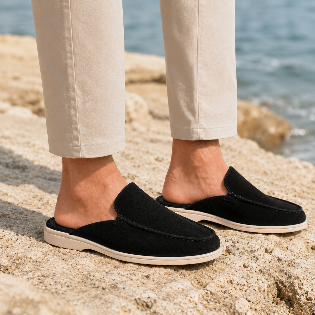 Como Suede Mule Loafers - Lead Alternate View