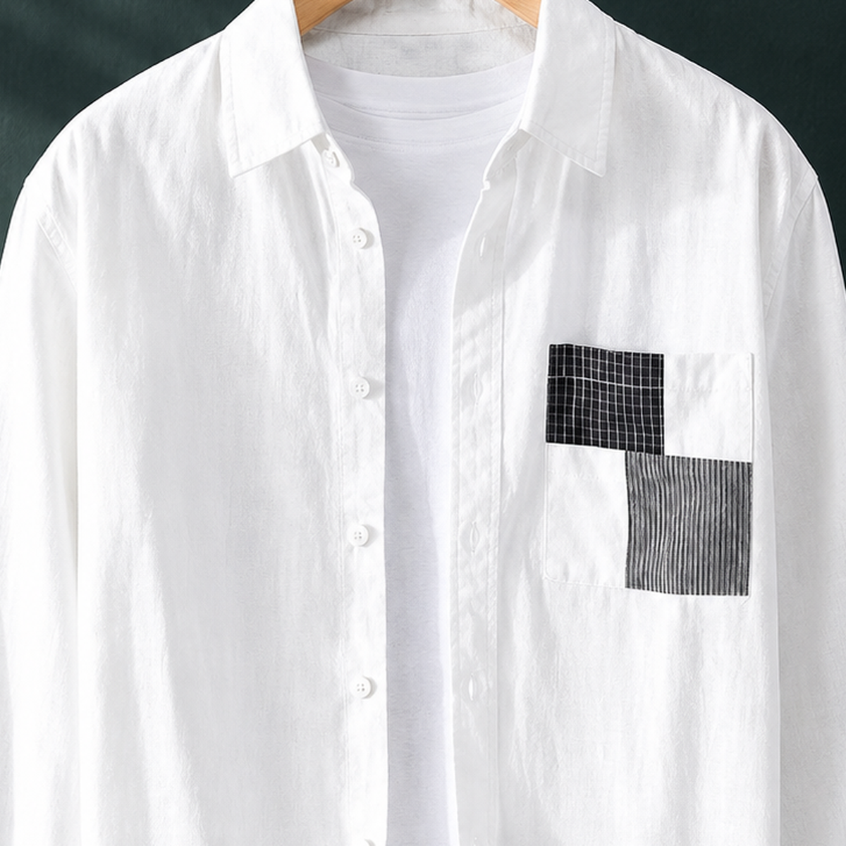Aldous Patchwork Overshirt - Lead Product Detail