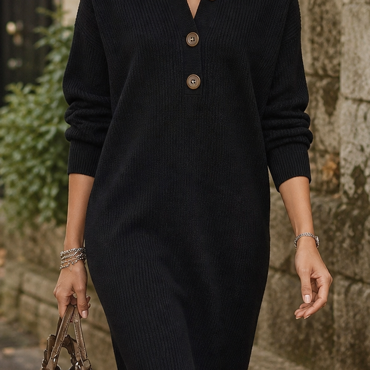 Wendy-Faye Ribbed Knit Dress - Lead Product Detail