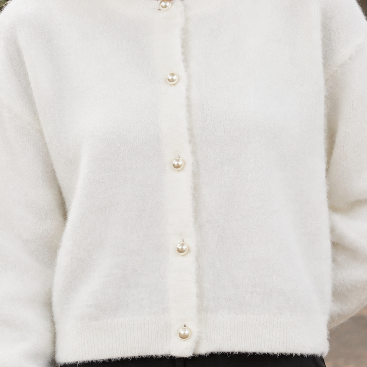 Laurel-Elise Fuzzy Knit Cardigan - Lead Product Detail